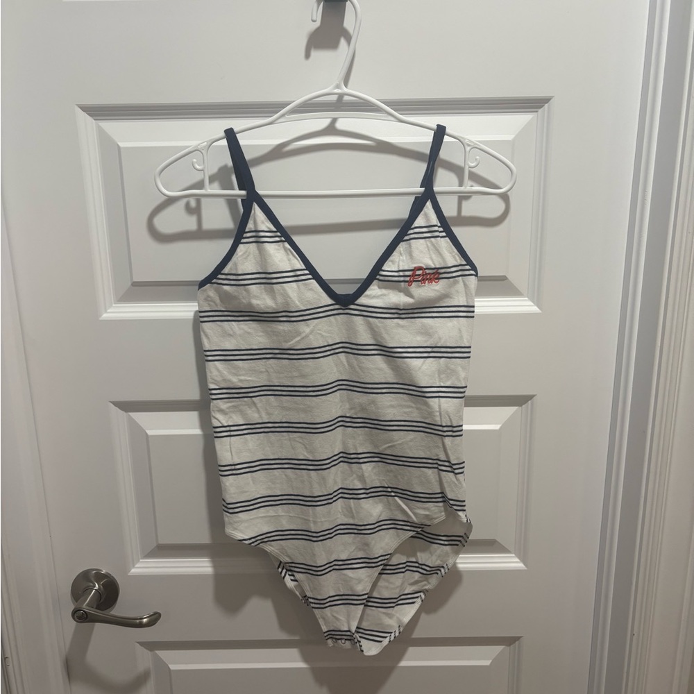 PINK Victoria's Secret Navy and White Striped Top